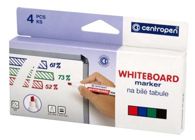Opakowanie Marker suchościeralny Centropen Whiteboard marker 8569 4 kolory k/ś
