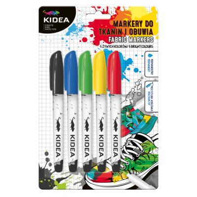 Markery do obuwia i tkanin 5 kolorów Kidea. Wydawca: Derform. SmakLiter.pl Opakowanie Markery do obuwia i tkanin 5 kolorów Kidea