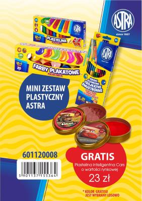 Opakowanie Mini zestaw plastyczny Astra - plastelina inteligentna Cars gratis