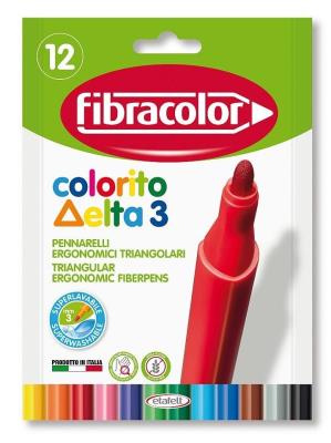 Opakowanie Pisaki Delta 3 trójkątne 12 kol FIBRACOLOR