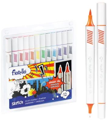 Pisaki Fiorello SKETCH dwustronne 12 kolorów GR-F726-12. Wydawca: Fiorello. SmakLiter.pl Opakowanie Pisaki Fiorello SKETCH dwustronne 12 kolorów GR-F726-12