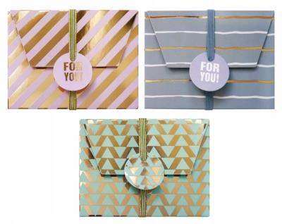 Opakowanie Pudełka na karty podarunkowe pastelowo-złote 3szt