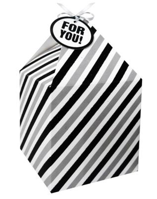 Opakowanie Pudełko na prezenty 11x11 biało-czarne pasy 4szt