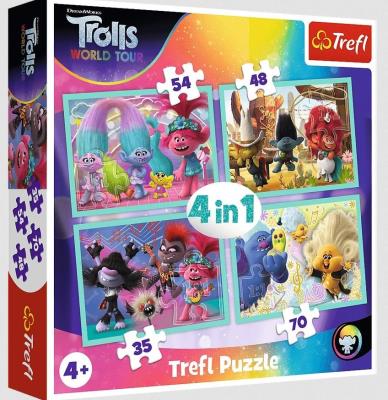 Opakowanie Puzzle 4w1 Trasa koncertowa Trolli TREFL