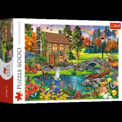 Puzzle 6000 chatka w górach 65006. Wydawca: Trefl. SmakLiter.pl Opakowanie Puzzle 6000 chatka w górach 65006