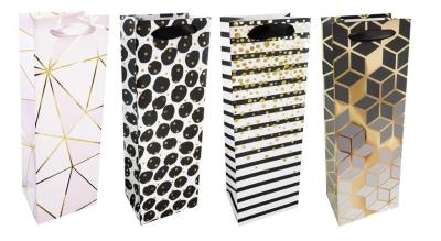 Opakowanie Torba prezentowa na butelkę biało-czarna