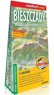 Okładka książki Bieszczady Mapa panoramiczna laminowana mapa turystyczna 1:60 000
