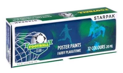 Farby plakatowe Football 12 kolorów. Wydawca: Starpak. SmakLiter.pl Opakowanie Farby plakatowe Football 12 kolorów