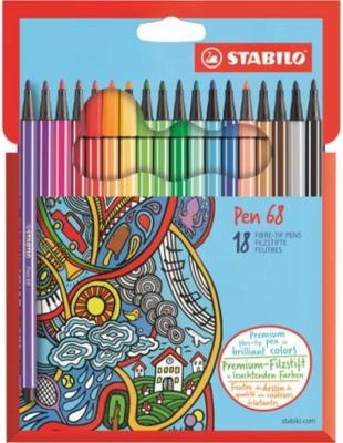 Opakowanie Flamastry Pen 68 18 kolorów STABILO