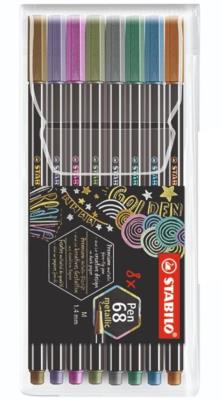 Opakowanie Flamastry Pen 68 Metallic etui 8 kolorów STABILO