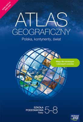 Okładka książki Geografia atlas polska kontynenty świat klasy 5-8 szkoła podstawowa 66850