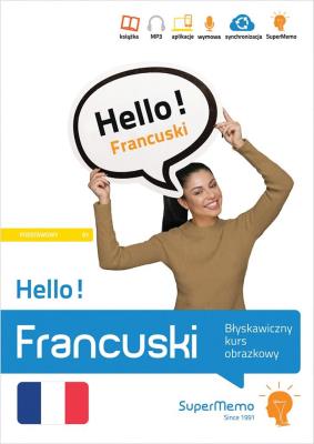 Hello! Francuski. Błyskawiczny kurs obrazkowy A1. Autor: Wajda Natalia, SuperMemo World sp. z o.o.. SmakLiter.pl Okładka książki Hello! Francuski. Błyskawiczny kurs obrazkowy A1