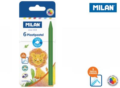 Opakowanie Kredki świecowe Milan Plastipastel 6 kolorów w kartonowym opakowaniu