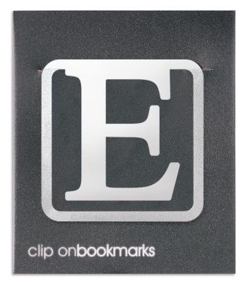 Opakowanie Metalowa zakładka - Litera E Clip-on