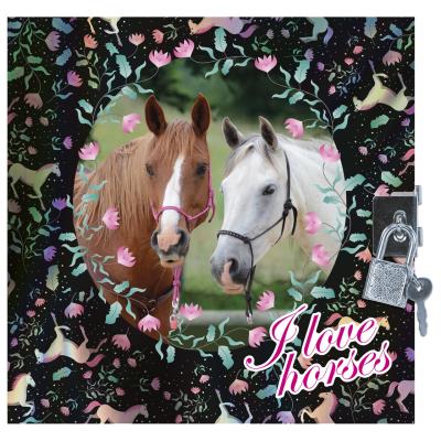 Opakowanie Pamiętnik metalizowany z kłódką Konie 20