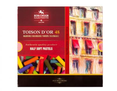 Pastele suche połówki 8546 Toison D'or 48 kolory. Wydawca: Koh-I-Noor. SmakLiter.pl Opakowanie Pastele suche połówki 8546 Toison D'or 48 kolory