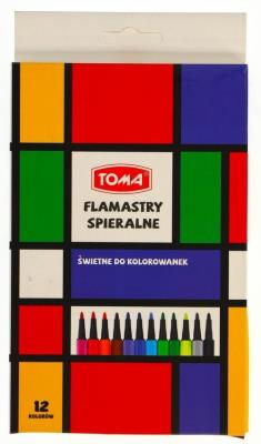 Pisaki spiralne YSL 12 kolorów TOMA. Wydawca: TOMA. SmakLiter.pl Opakowanie Pisaki spiralne YSL 12 kolorów TOMA