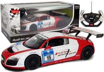 Auto R/C Audi R8 LMS Rastar 1:14 Biało Czerwone. Wydawca: Lean Toys. SmakLiter.pl Opakowanie Auto R/C Audi R8 LMS Rastar 1:14 Biało Czerwone