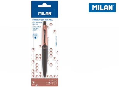 Opakowanie Długopis Milan CAPSULE COPPER BLACK niebieski na blistrze