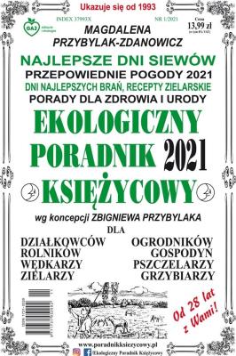 Ekologiczny Poradnik Księżycowy 2021. Autor: Magdalena Przybylak-Zdanowicz. SmakLiter.pl Okładka książki Ekologiczny Poradnik Księżycowy 2021