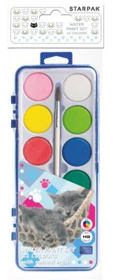 Opakowanie Farby akwarelowe 12 kolorów Kotki