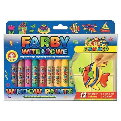 Opakowanie Farby witrażowe 10,5ml 11 kolorów + konturowa