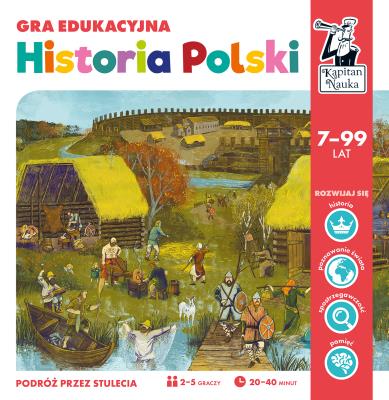 Gra edukacyjna Historia Polski Kapitan Nauka. Autor: Hubert Bobrowski. SmakLiter.pl Okładka książki Gra edukacyjna Historia Polski Kapitan Nauka