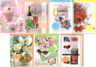 Opakowanie Karnet W dniu urodzin 10 szt mix