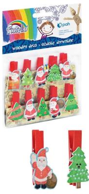 Opakowanie Ozdoby drewniane spinacz Mikołaj BN 10szt FIORELLO