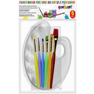 Opakowanie Pędzle akrylowe 6szt + paleta do farb