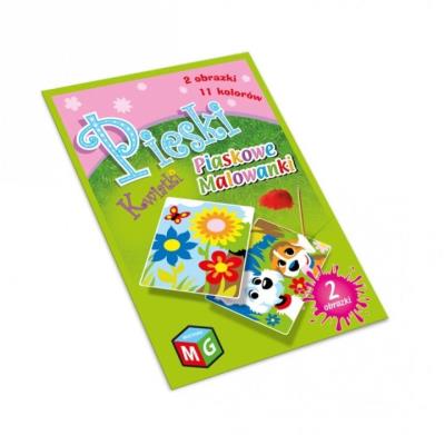 Piaskowe malowanki Pieski Kwiatki. Wydawca: MULTIGRA. SmakLiter.pl Opakowanie Piaskowe malowanki Pieski Kwiatki