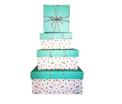 Opakowanie Pudełko Kwadrat mięta pastel kropki XL ROZETTE