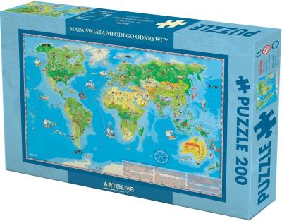 Puzzle 200 - Świat Młodego Odkrywcy. Wydawca: Artglob. SmakLiter.pl Opakowanie Puzzle 200 - Świat Młodego Odkrywcy