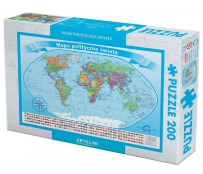 Puzzle 200 - Świat polityczny. Wydawca: Artglob. SmakLiter.pl Opakowanie Puzzle 200 - Świat polityczny