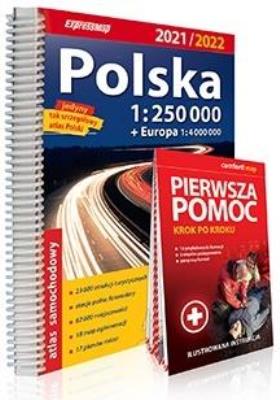 Okładka książki Atlas samachodowy Polska 1:250 000 2021/2022 + PP
