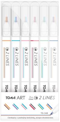 Cienkopis 2 Lines 6 kolorów TOMA. Wydawca: TOMA. SmakLiter.pl Opakowanie Cienkopis 2 Lines 6 kolorów TOMA