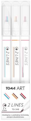 Cienkopis 2 Lines A 3 kolory TOMA. Wydawca: TOMA. SmakLiter.pl Opakowanie Cienkopis 2 Lines A 3 kolory TOMA