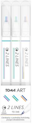 Cienkopis 2 Lines B 3 kolory TOMA. Wydawca: TOMA. SmakLiter.pl Opakowanie Cienkopis 2 Lines B 3 kolory TOMA