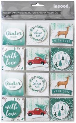 Opakowanie Karnety samoprzylepne do prezentów brokat+3D 24szt