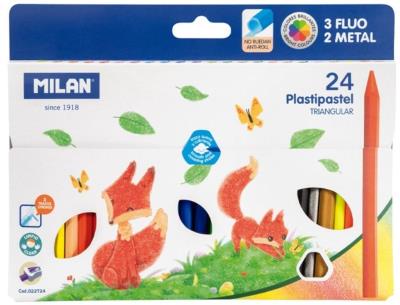 Opakowanie Kredki świecowe Pastipastel trójkątne 24 kol MILAN
