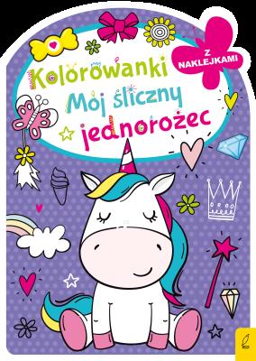 Mój śliczny jednorożec. Kolorowanka z wykrojnikiem. Autor: Opracowanie zbiorowe. SmakLiter.pl Okładka książki Mój śliczny jednorożec. Kolorowanka z wykrojnikiem