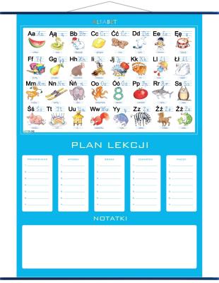 Plan lekcji - alfabet, plansza edukacyjna. Wydawca: Artglob. SmakLiter.pl Opakowanie Plan lekcji - alfabet, plansza edukacyjna