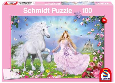Puzzle 100 Księżniczka i jednorożec G3. Wydawca: Schmidt. SmakLiter.pl Opakowanie Puzzle 100 Księżniczka i jednorożec G3