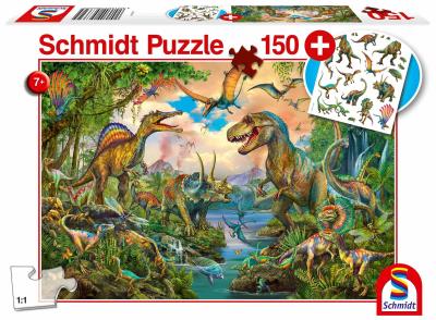 Puzzle 150 Dinozaury + tatuaże G3. Wydawca: Schmidt. SmakLiter.pl Opakowanie Puzzle 150 Dinozaury + tatuaże G3