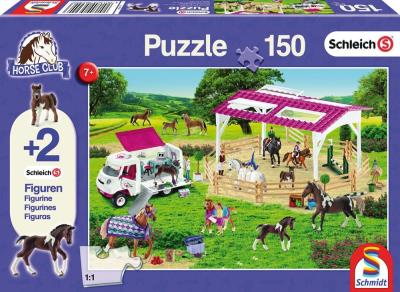 Puzzle 150 Schleich Wybieg dla koni + 2 figurki G3. Wydawca: Schmidt. SmakLiter.pl Opakowanie Puzzle 150 Schleich Wybieg dla koni + 2 figurki G3