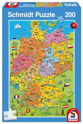 Puzzle 200 Ilustrowana mapa Niemiec G3. Wydawca: Schmidt. SmakLiter.pl Opakowanie Puzzle 200 Ilustrowana mapa Niemiec G3