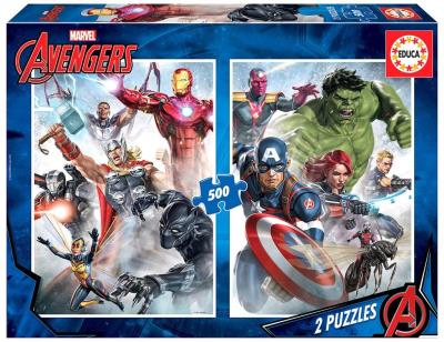 Puzzle 2x500 Avengers G3. Wydawca: Educa. SmakLiter.pl Opakowanie Puzzle 2x500 Avengers G3