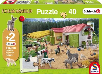 Opakowanie Puzzle 40 Schleich Dzień na farmie + 2 figurki G3