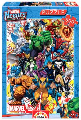 Puzzle 500 Superbohaterowie Marvela G3. Wydawca: Educa. SmakLiter.pl Opakowanie Puzzle 500 Superbohaterowie Marvela G3