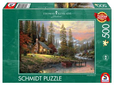 Puzzle PQ 500 Thomas Kinkade Spokojne schronie G3. Wydawca: Schmidt. SmakLiter.pl Opakowanie Puzzle PQ 500 Thomas Kinkade Spokojne schronie G3